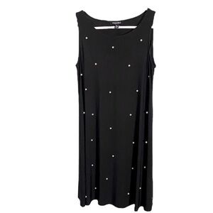 SALE Roz & Ali Black Shift Dress with Faux Pearl Accents